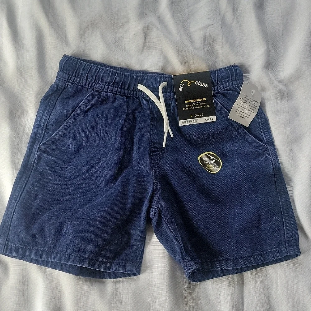 Art Class Relaxed Blue Shorts with Flexible Drawstring, Size: S (6/7), NWT